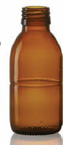 125 ml siroopfles, amber, type 3 geblazen glas