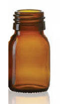 45 ml druppelfles, amber, type 3 geblazen glas